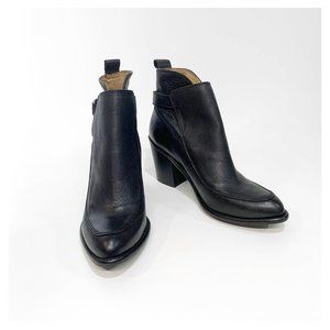 ZARA Mid Block Heel Leather Ankle Boots